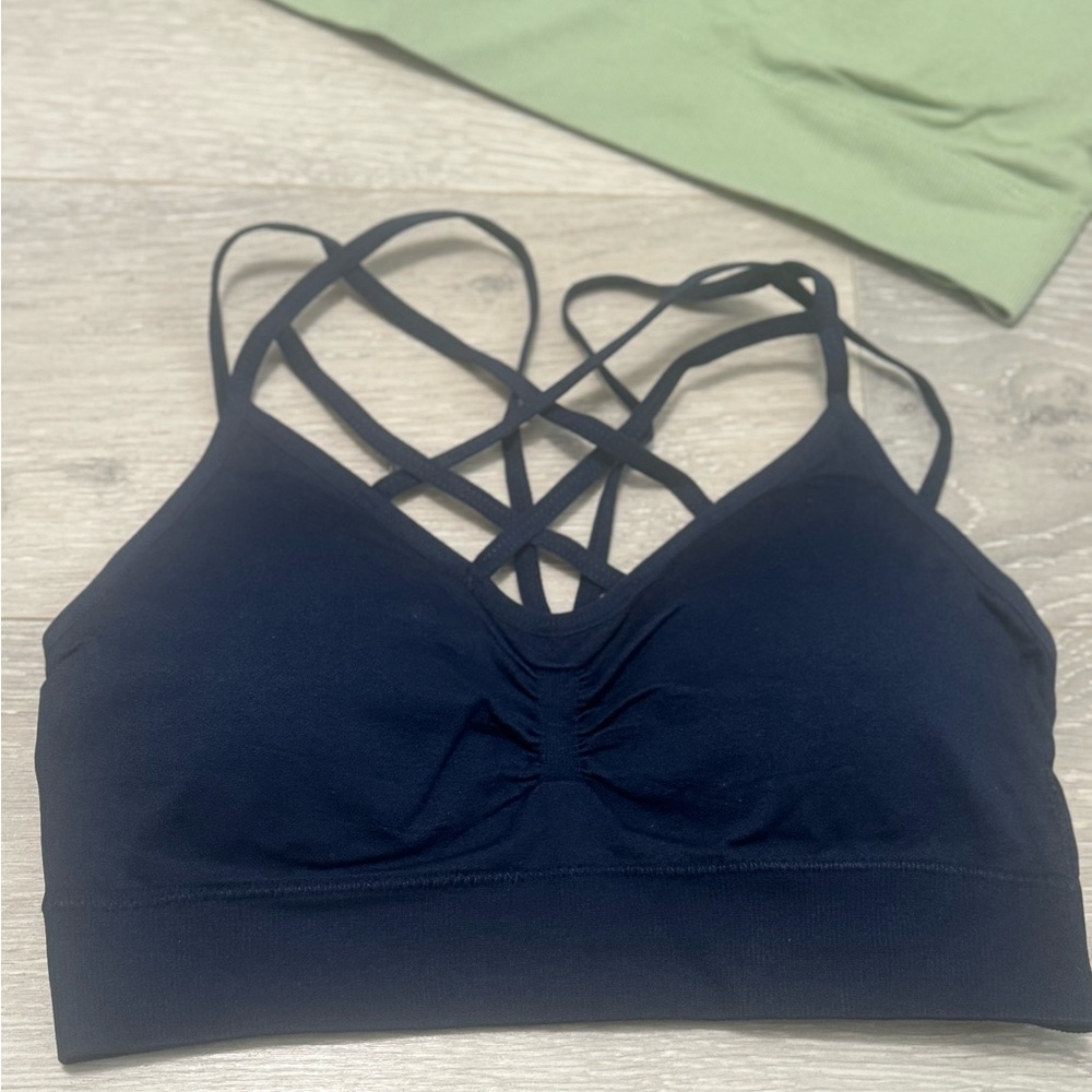 Zenana Outfitters Navy and Sage Sports Bras - Picture 4 of 16